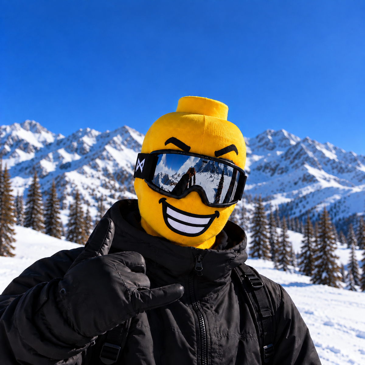 Yellow character ski mask